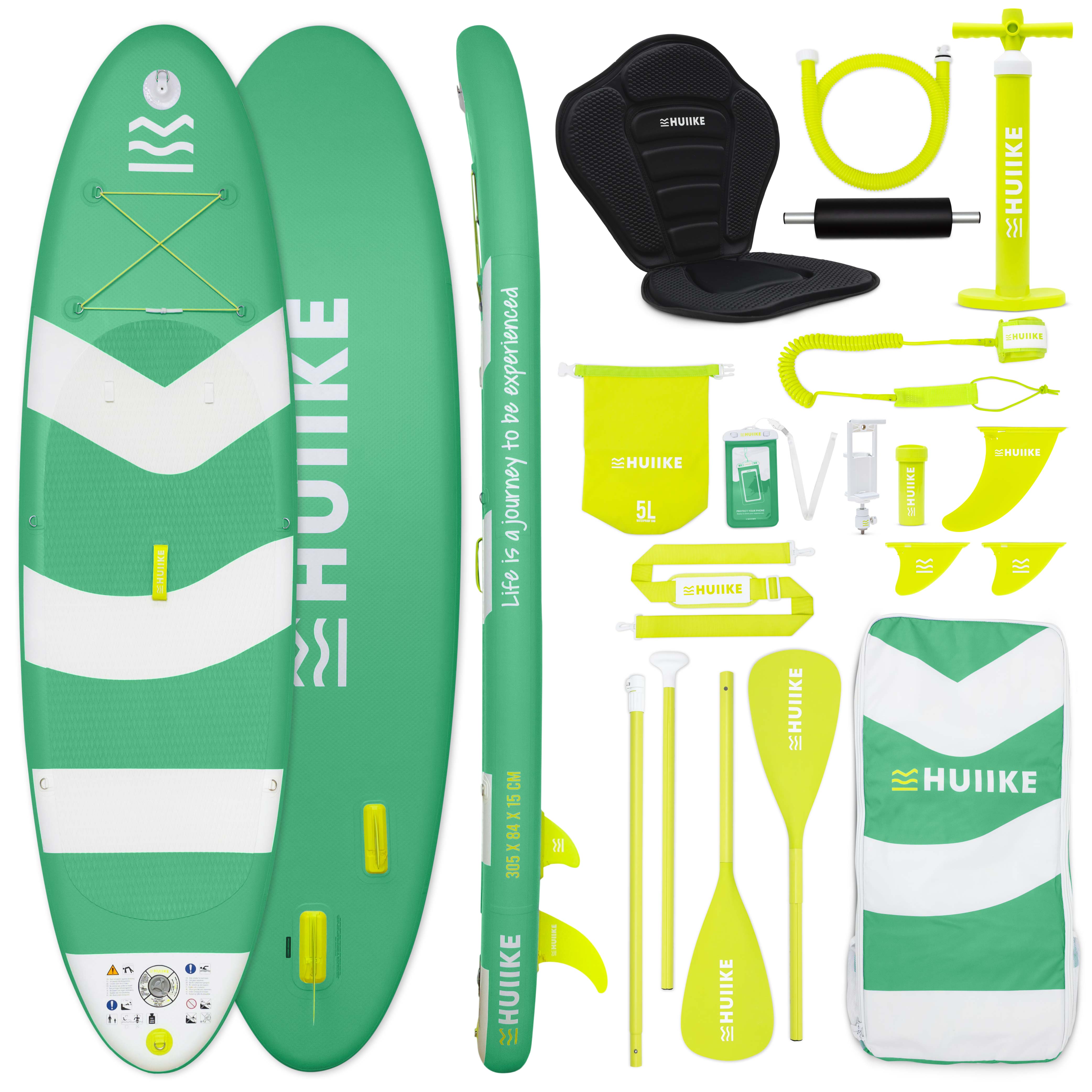 Tabla Paddle Surf Hinchable con Accesorios Premium - HUIIKE | Tabla Padel Surf Hinchable con Remo Doble Uso y Asiento Kayak | Stand Up Paddle Board Gran Estabilidad y Resistencia | Pádel SUP Board
