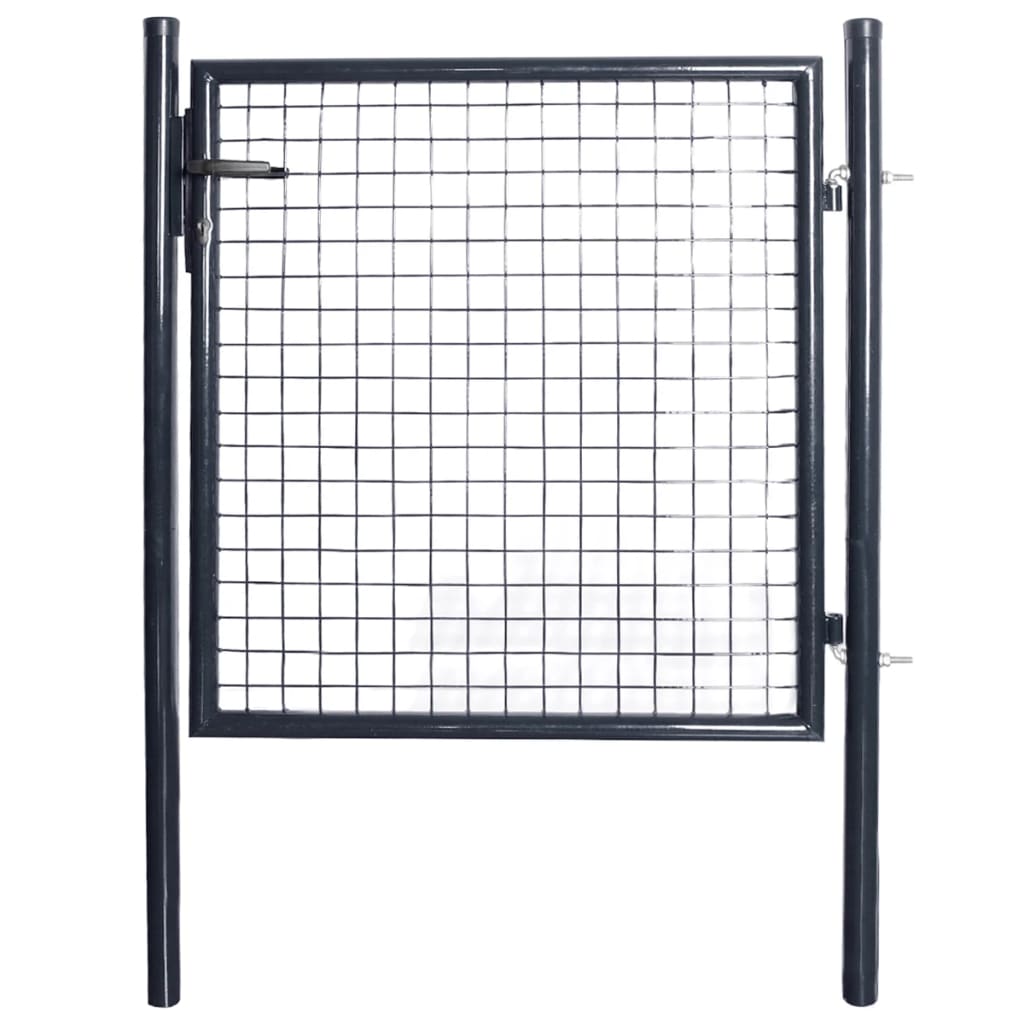 vidaXL Puerta de malla de jardín acero galvanizado gris 85,5x100 cm