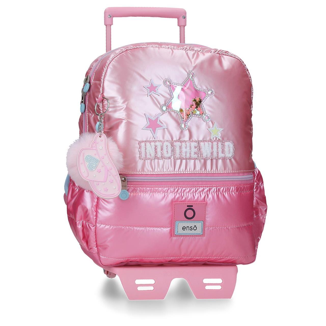 Mochila escolar con carro Enso Into The Wild 27x33x11cm Rosa