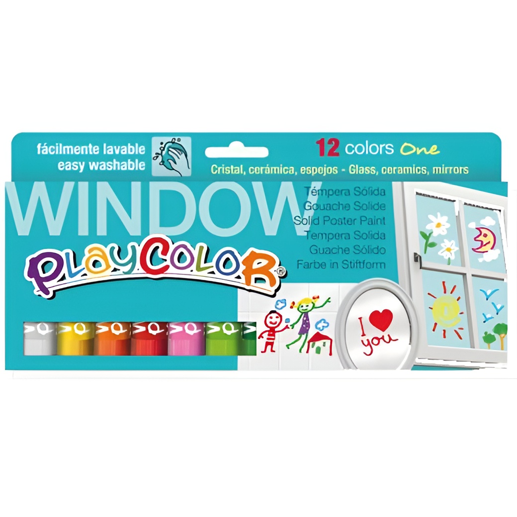 Playcolor barras de pintura para cristales colores surtidos en estuche de 12