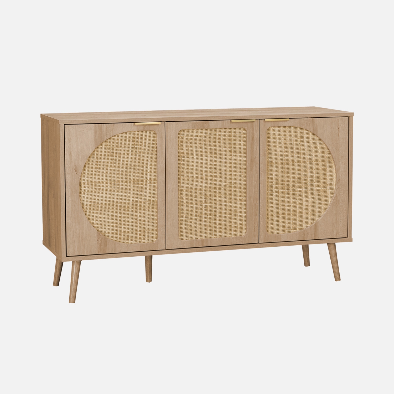 sweeek - Aparador escandinavo con efecto madera de 3 puertas, 120cm , Eva , 120x39x70