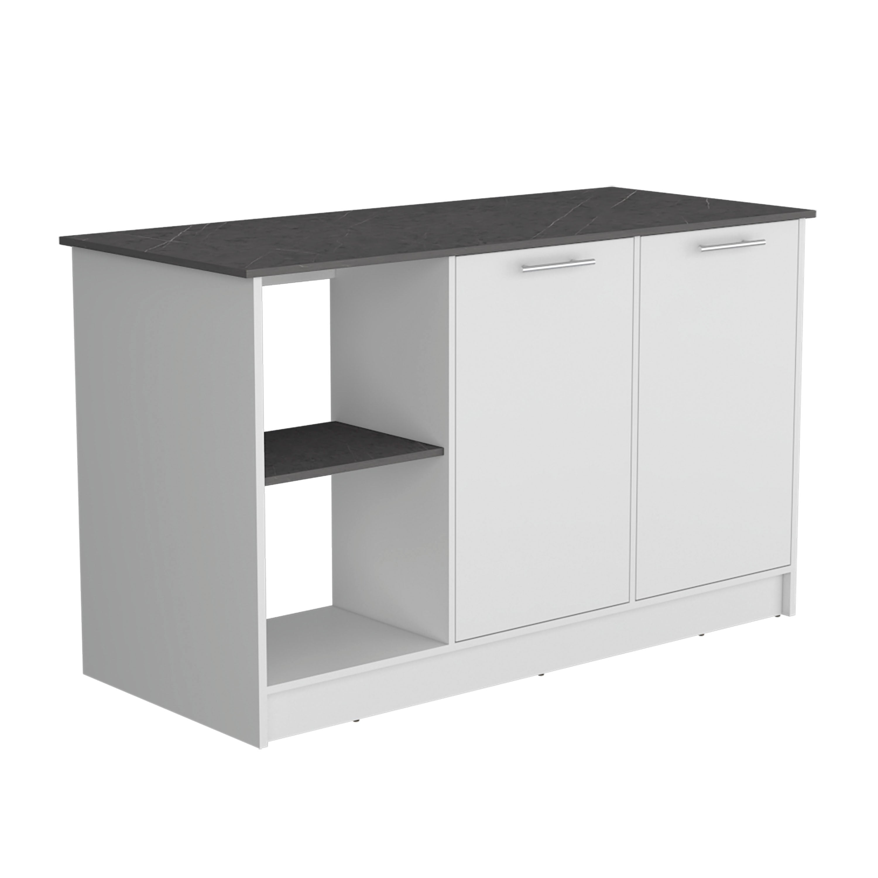Isla de cocina Juniper en melamina con 2 puertas y 6 estantes , multicolor , 90 cm X 150 cm X 64 cm