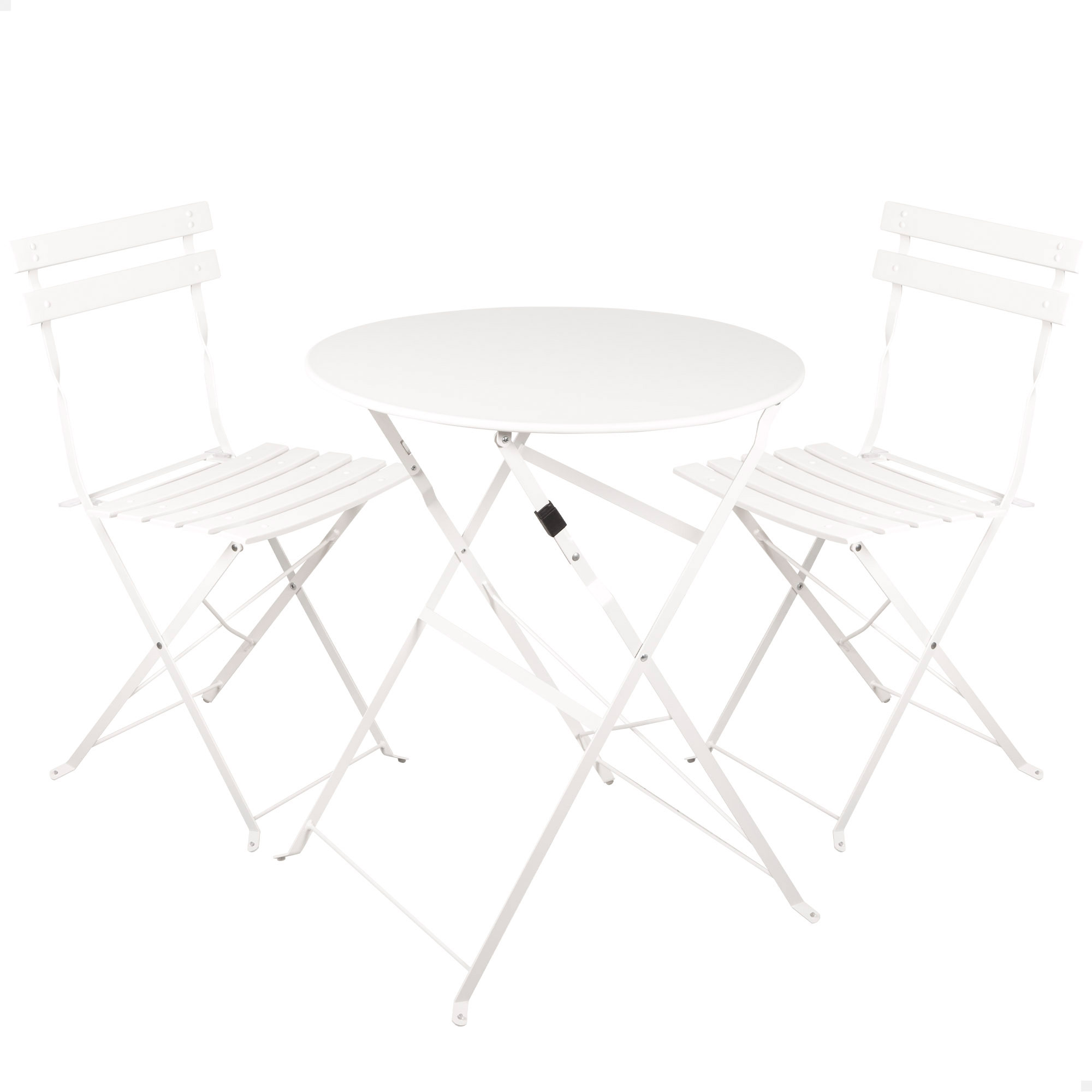 Aktive - Conjunto de muebles de terraza, 60x70 cm, set de mesa y 2 sillas, muebles de exterior, muebles plegables, hasta 30 kg, hasta 110 kg, blanco