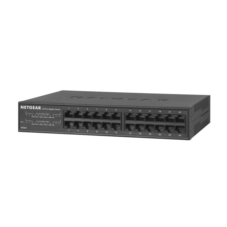 Netgear GS324 No administrado Gigabit Ethernet (10/100/1000) Energía sobre Ethernet (PoE) Negro