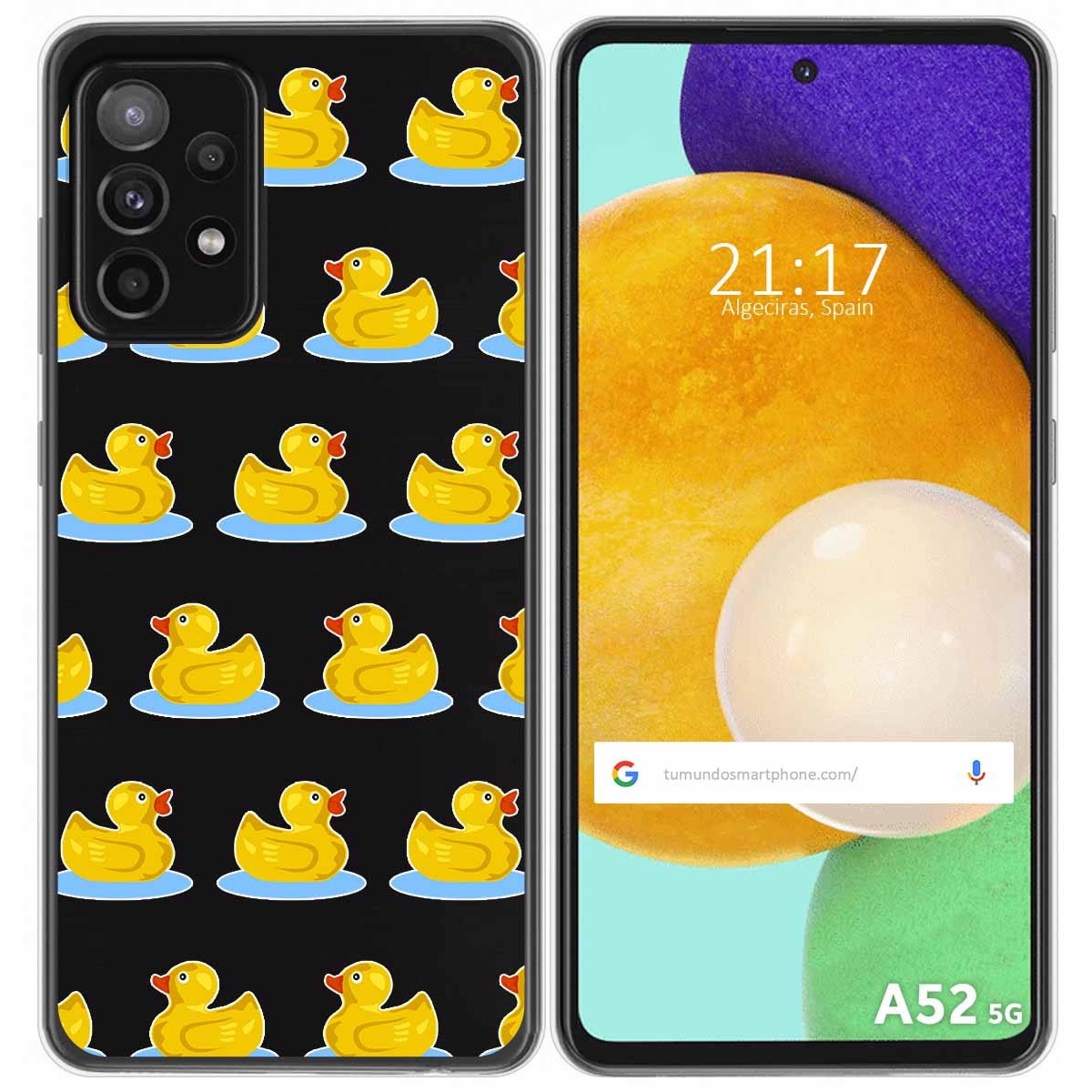 Tumundosmartphone Funda Gel Transparente para Samsung Galaxy A52 / A52 5G / A52s 5G diseño Pato Dibujos