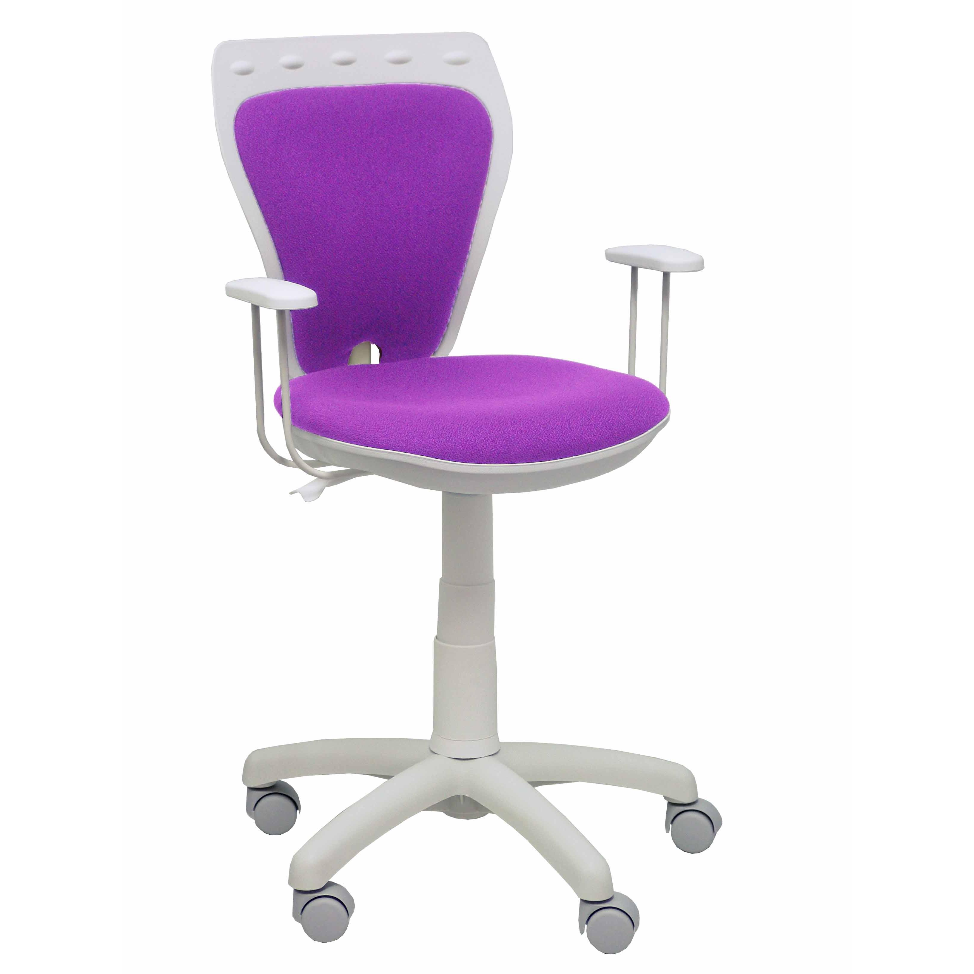 Piqueras Y Crespo Silla Juvenil Ergonómica Blanca y Lila con Brazos Regulable en Altura para Niños y Adolescentes