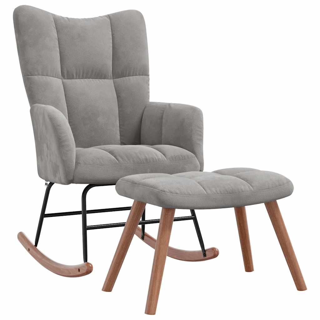 Vidaxl silla mecedora con reposapiés terciopelo Multicolor