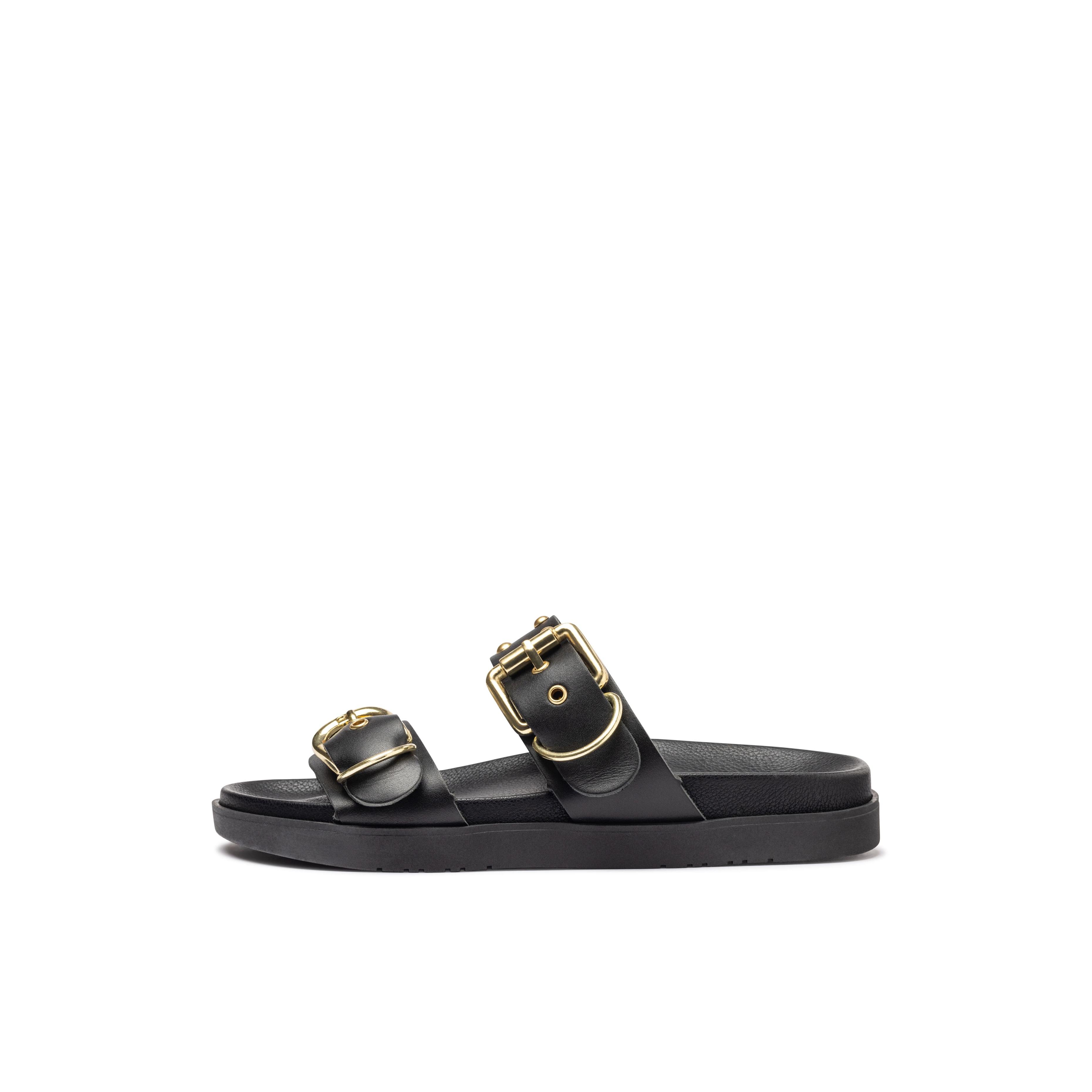 YOKONO sandalia plana MORENA-313 NEGRO | Zapatos mujer Primavera-Verano | Piel vacuna  Napa | 2 CM
