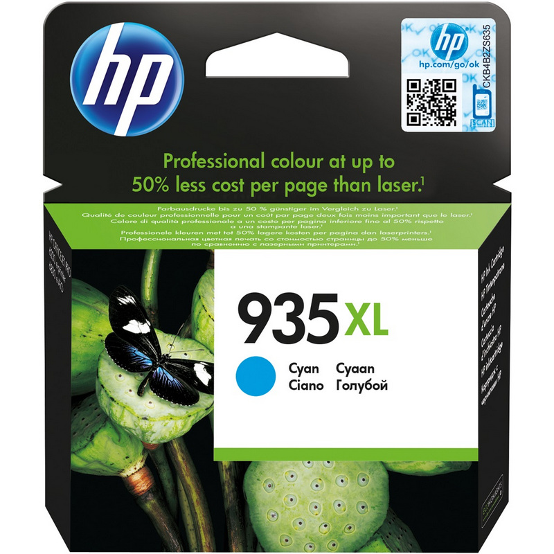 HP 935XL Original High Capacity Cyan Ink Cartridge for HP OfficeJet Pro 6830, 6230, 6820 - Produces professional color documents with lower cost per page than laser printers.