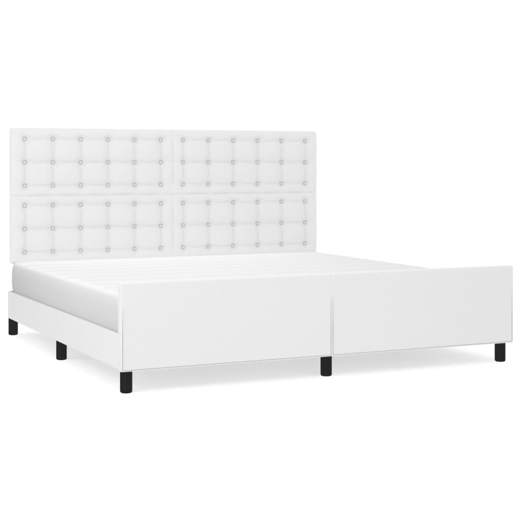 vidaXL Estructura de cama sin colchón cuero sintético blanco 200x200cm