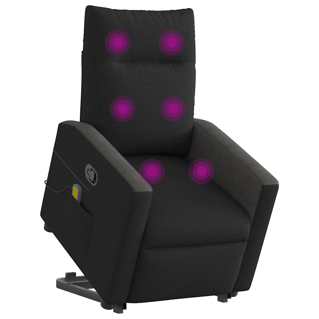 vidaXL Sillón reclinable de masaje elevable tela negro