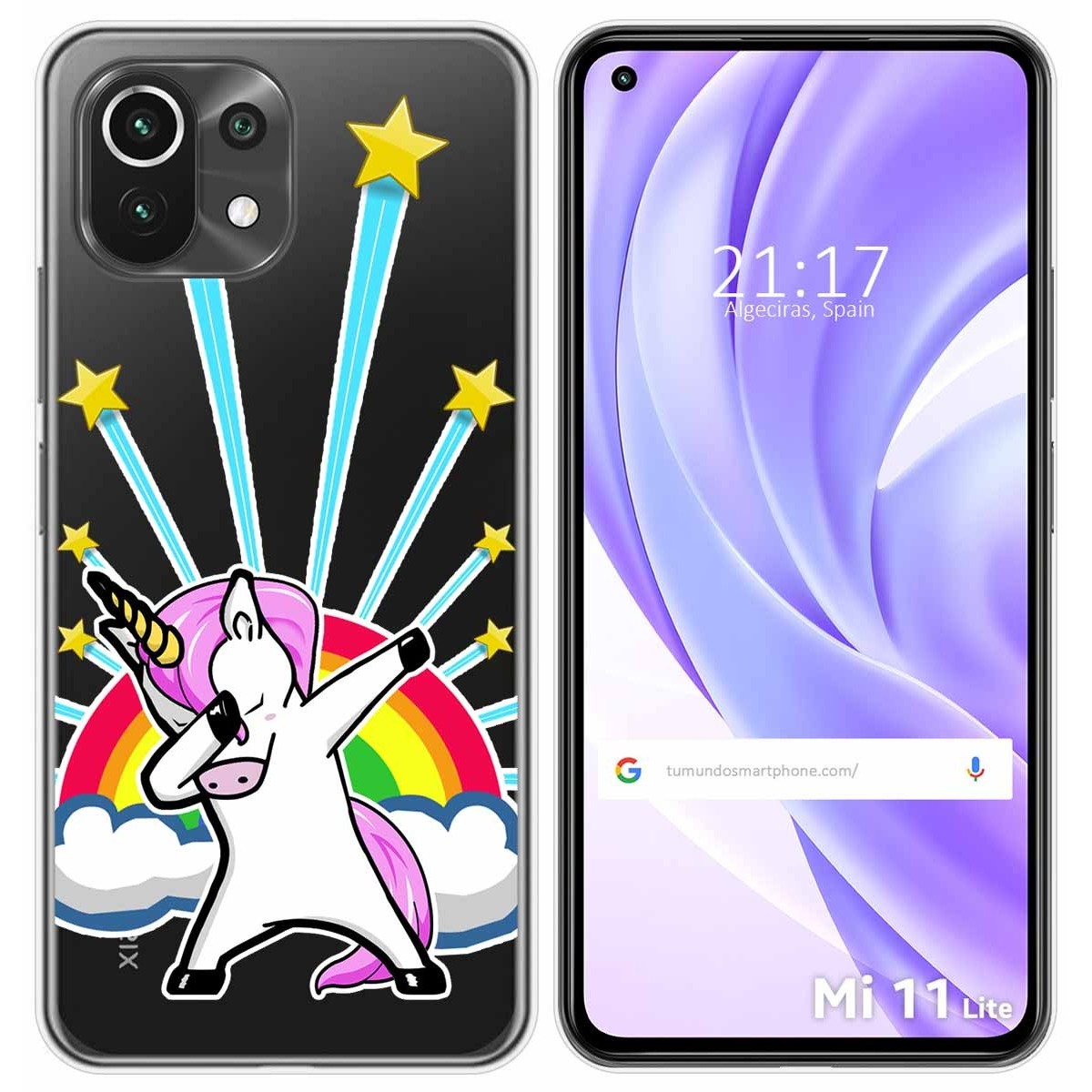 Tumundosmartphone Funda Gel Transparente para Xiaomi Mi 11 Lite 4G / 5G / 5G NE diseño Unicornio Dibujos