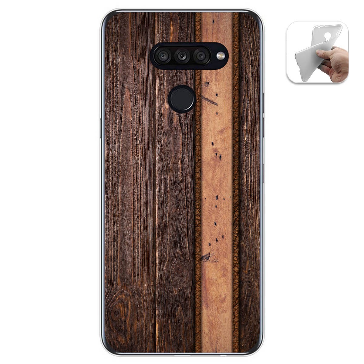 Tumundosmartphone Funda Gel Tpu para Lg K50S diseño Madera 05 Dibujos