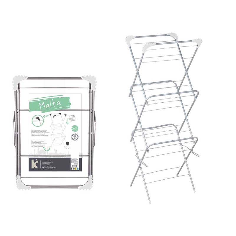 HotRed | 3-Tier Silver Clothes Drying Rack, Indoor & Outdoor Laundry Rack - Suitable for Balcony, Laundry Room, Bathroom, Dorm Room, Patio, Rooftop, Apartment, Courtyard - Space-Saving, Foldable Structure, Multi-Functional, Clothing Organizer