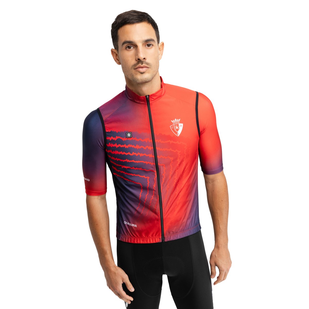 SIROKO - Chaleco Cortavientos de Ciclismo - Club Atlético Osasuna - Siroko OS V1 Luchador Black_