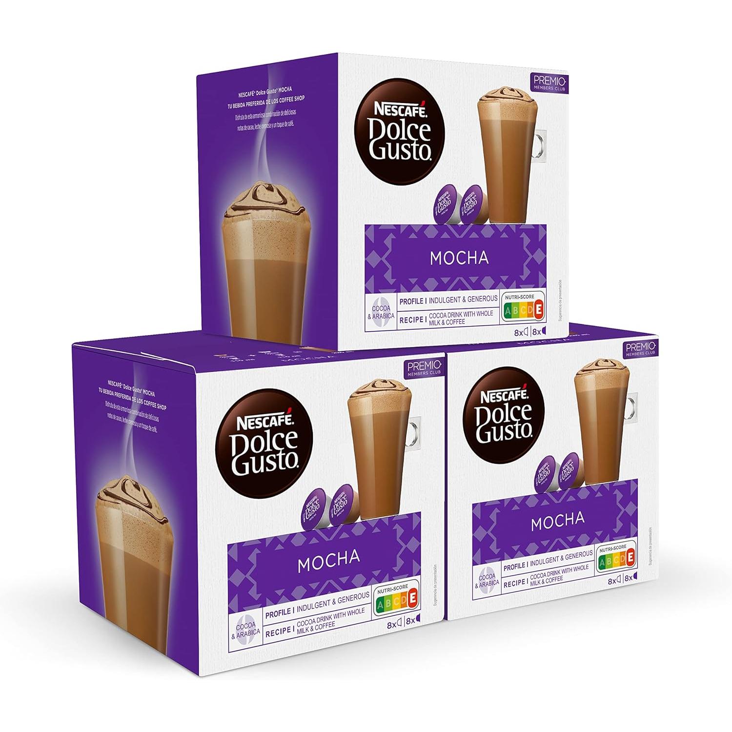 NESCAFÉ Dolce Gusto Mocha - Cápsulas de café, 48 Cápsulas (3 x 16) - Bebida chocolateada con café - Originales para cafeteras Dolce Gusto
