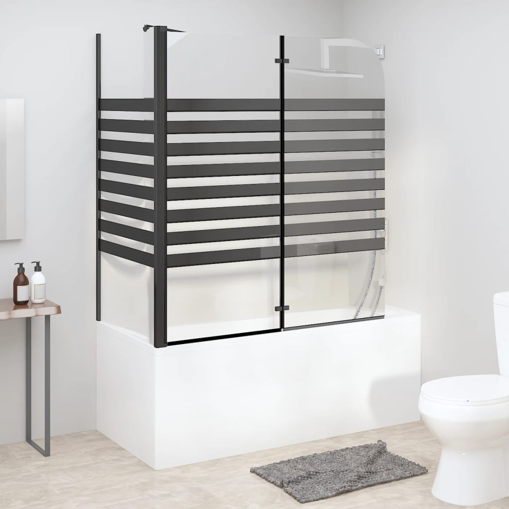 vidaXL Mampara de Baño a Rayas Vidrio Templado Cierre Aseo Lavabo Mampara Color Blanco,  Negro, y mas