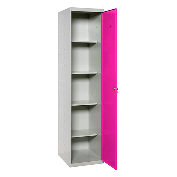SimonRack Armario Escobero Multiusos, 1800x400x400 mm, 1 Puerta, Gris/Rosa