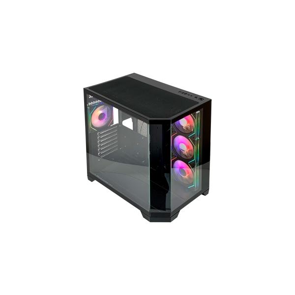 L-link nova caja atx - cristal templado continuo - 4 ventiladores rgb - usb 3.0 - color negro