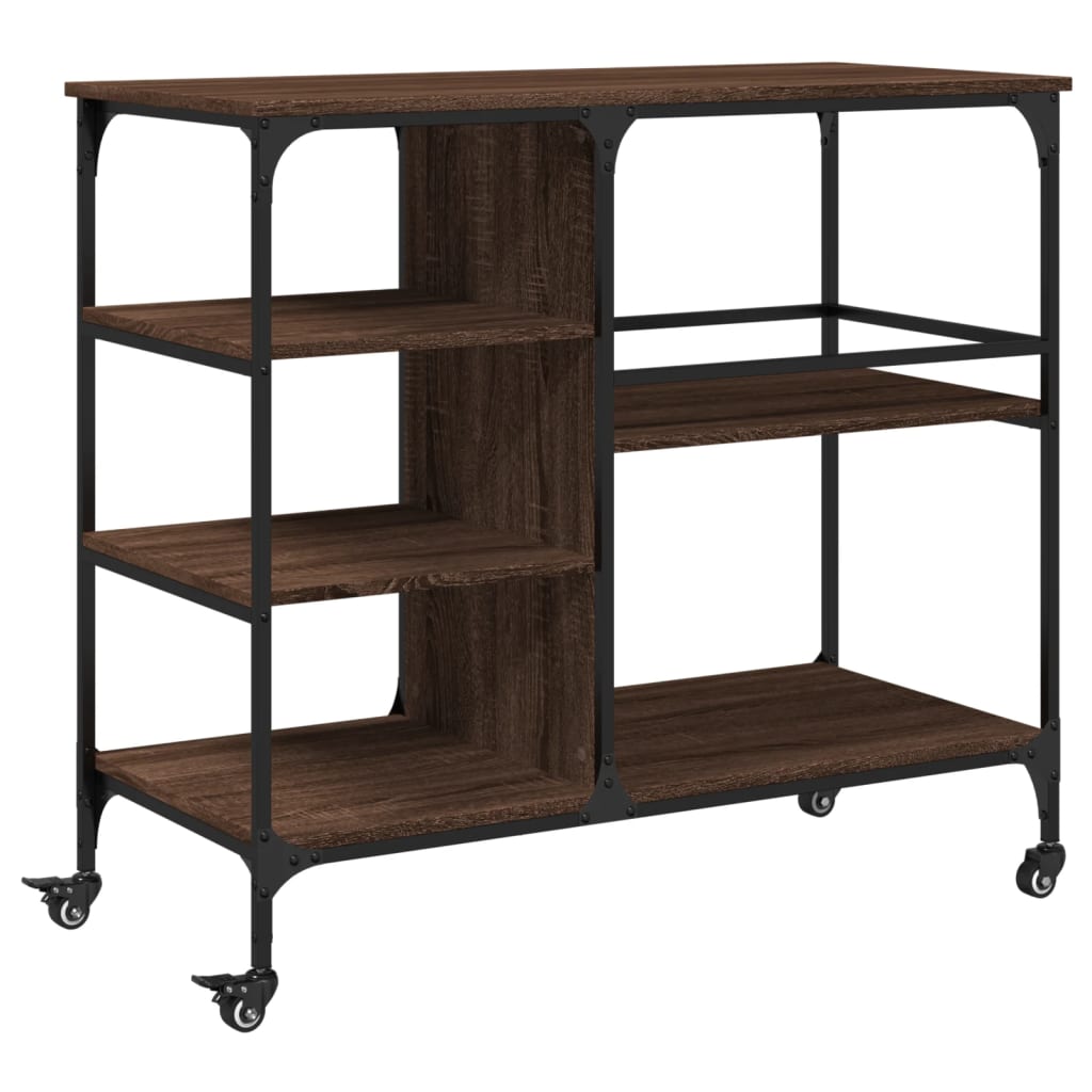 vidaXL Carrito de cocina madera ingeniería marrón roble 100x45x89,5 cm