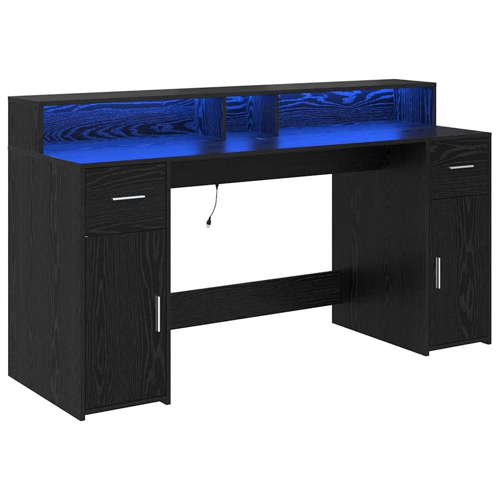 vidaXL Escritorio Roble negro 160 x 55 x 91 cm Madera contrachapada