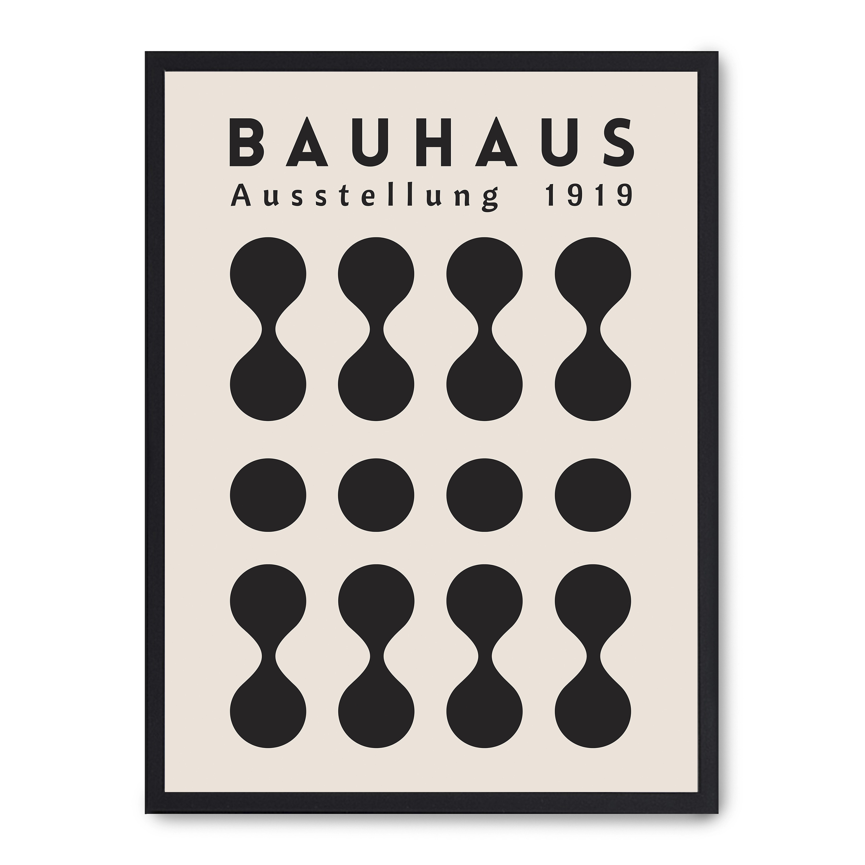 Cuadro bauhaus black points 30x40cm, Póster impreso en papel de primera calidad de 180gr, montado sobre marco de madera MDF acabado en negro., Arte - Bauhaus
