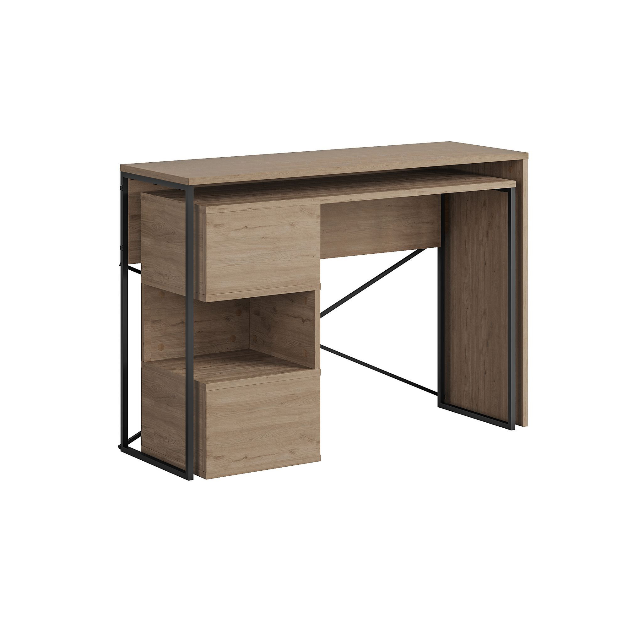 Habitat y Jardin - Escritorio modular de madera "Badau" - 110 x 102 x 77 cm - Marrón