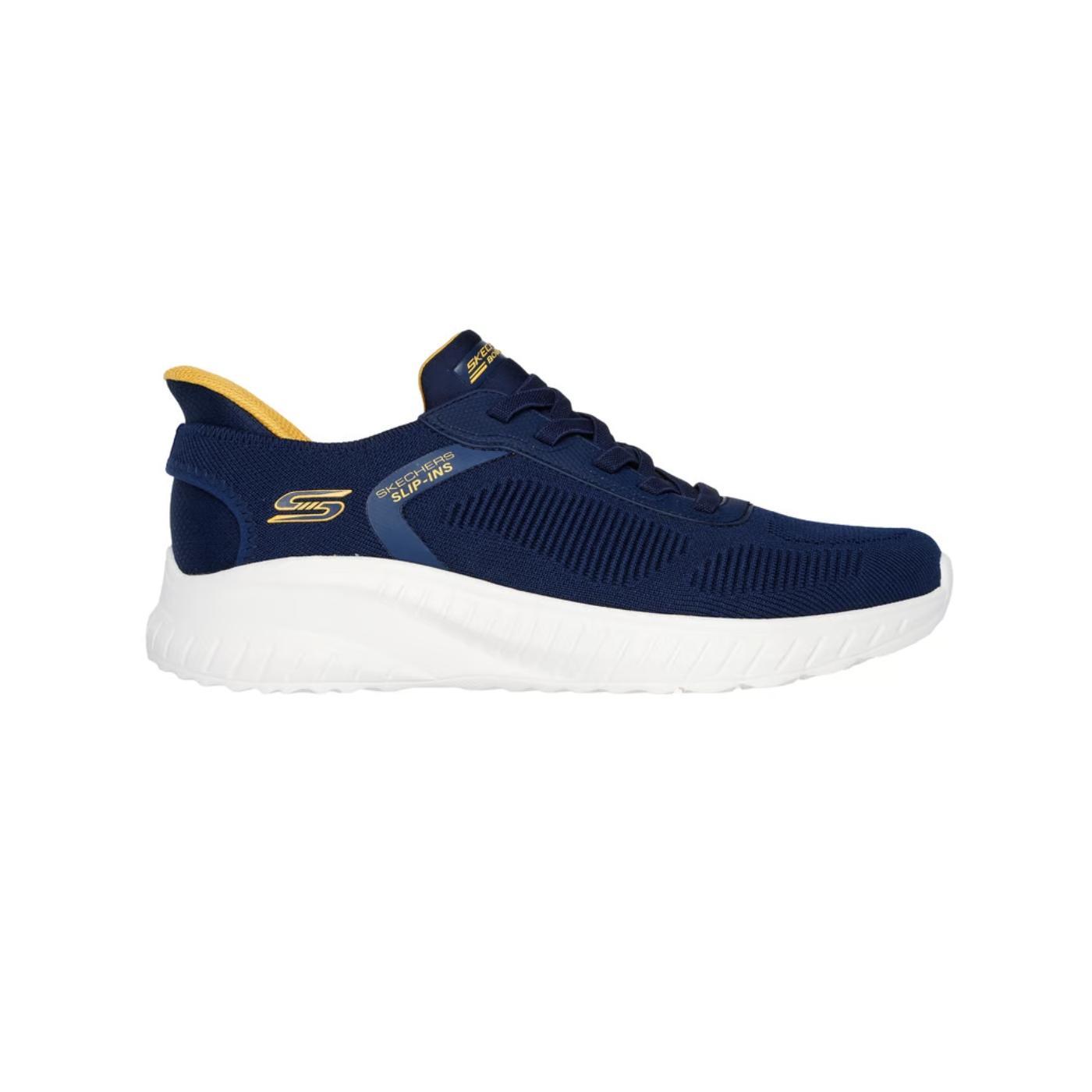 Zapatillas skechers bobs squad solid step azul de hombre.