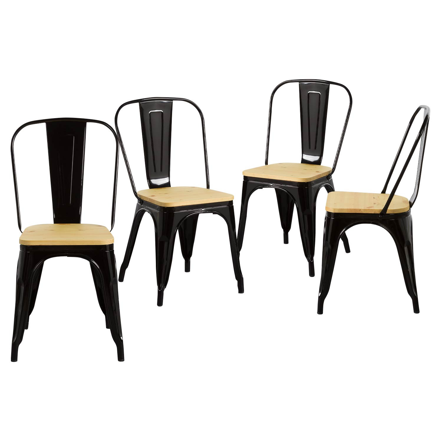 Pack 4 Sillas Industriales Strong con Asiento de Madera 45x54x85cm Thinia Home