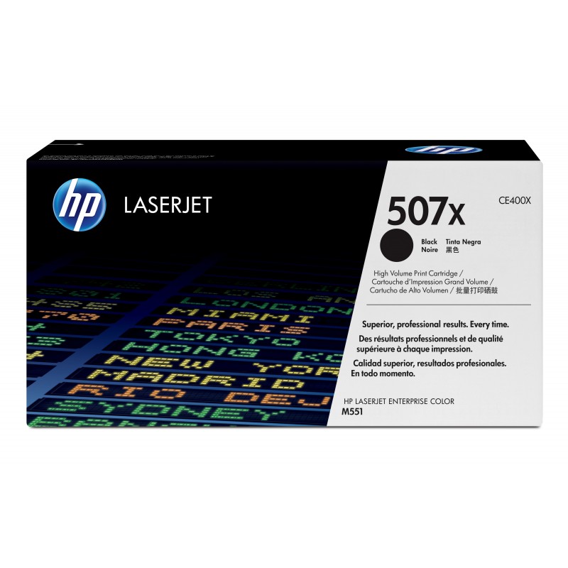 HP - Cartucho de tóner original LaserJet 507X de alta capacidad negro CE400X