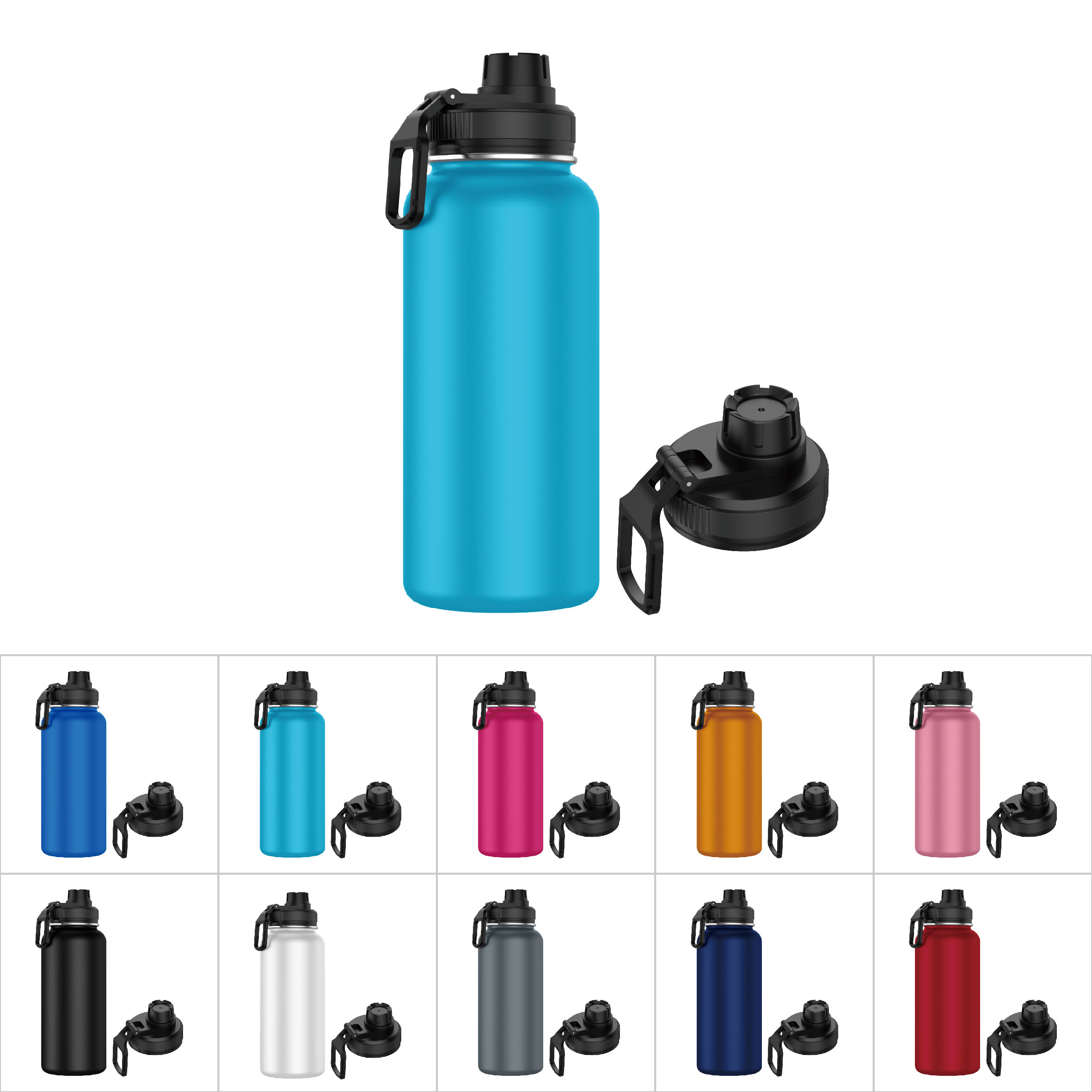 12 botellas de agua de aluminio de 20 onzas, ligeras, reutilizables,  botella de agua para bicicleta, botella de agua a prueba de fugas, botellas  de