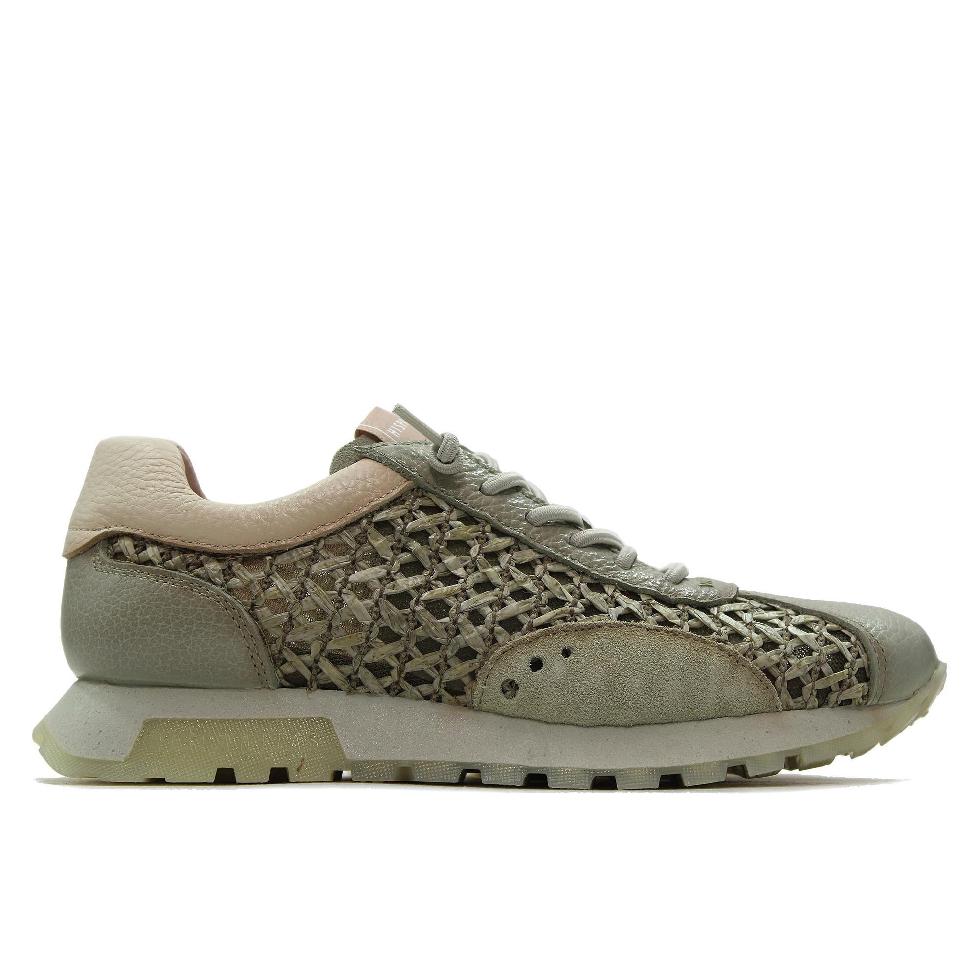 Hispanitas RHV264741 Zapatos deportivos,sneakers de piel con cordón elástico,de cuña,suela de goma,rejilla,calado para señora