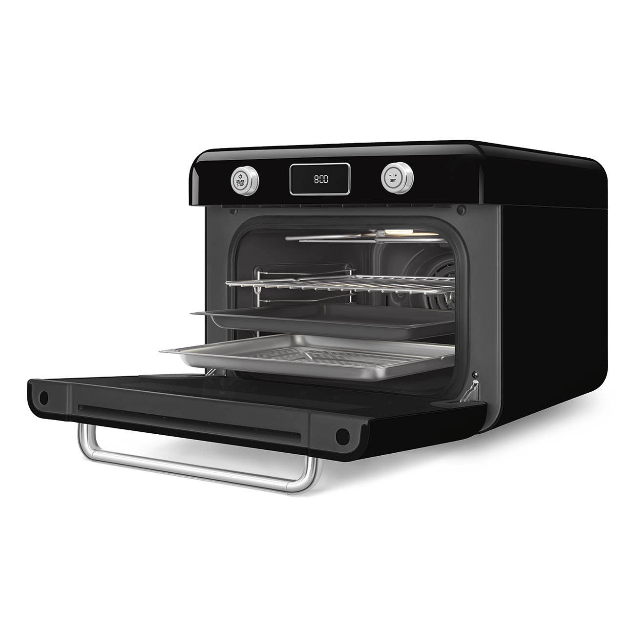 Smeg COF01BLEU horno de vapor Pequeño Negro, Acero inoxidable Botones, Giratorio