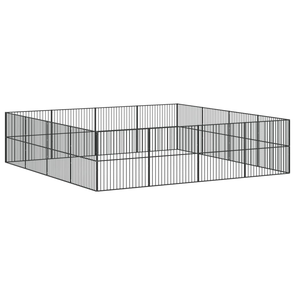 vidaXL Corralito para Perros con paneles Jaula Caseta Acero Galvanizado Negro Dimensiones 100x100x100 cm (4 paneles),  200x200x100 cm (8 paneles),  300x300x100 cm (12 paneles) y mas