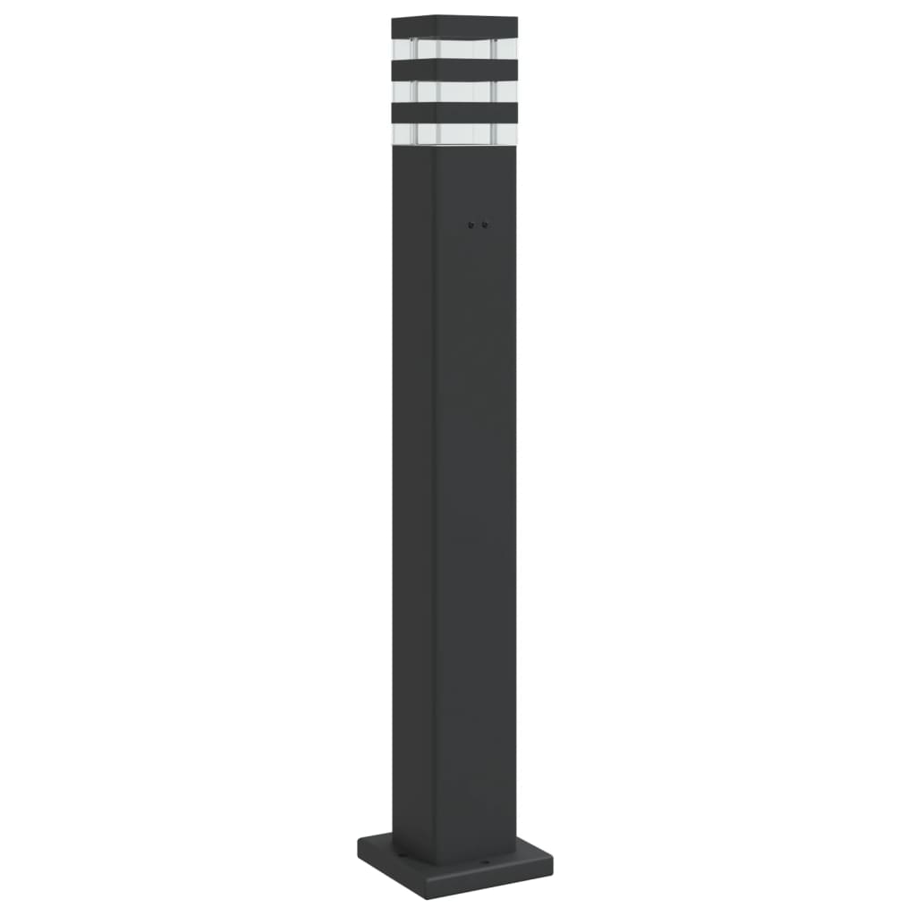 vidaXL Lámpara de suelo de exterior con enchufe aluminio negro Dimensiones 50 cm, 80 cm, 110 cm