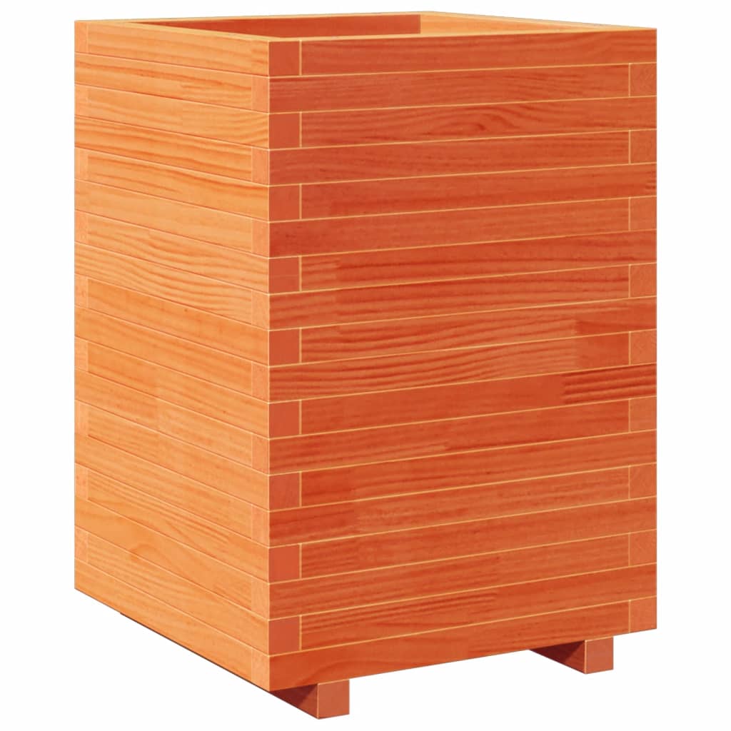 vidaXL Jardinera madera de pino impregnada 50x50x72,5 cm Color Pino natural,  Blanco,  Marrón cera y mas