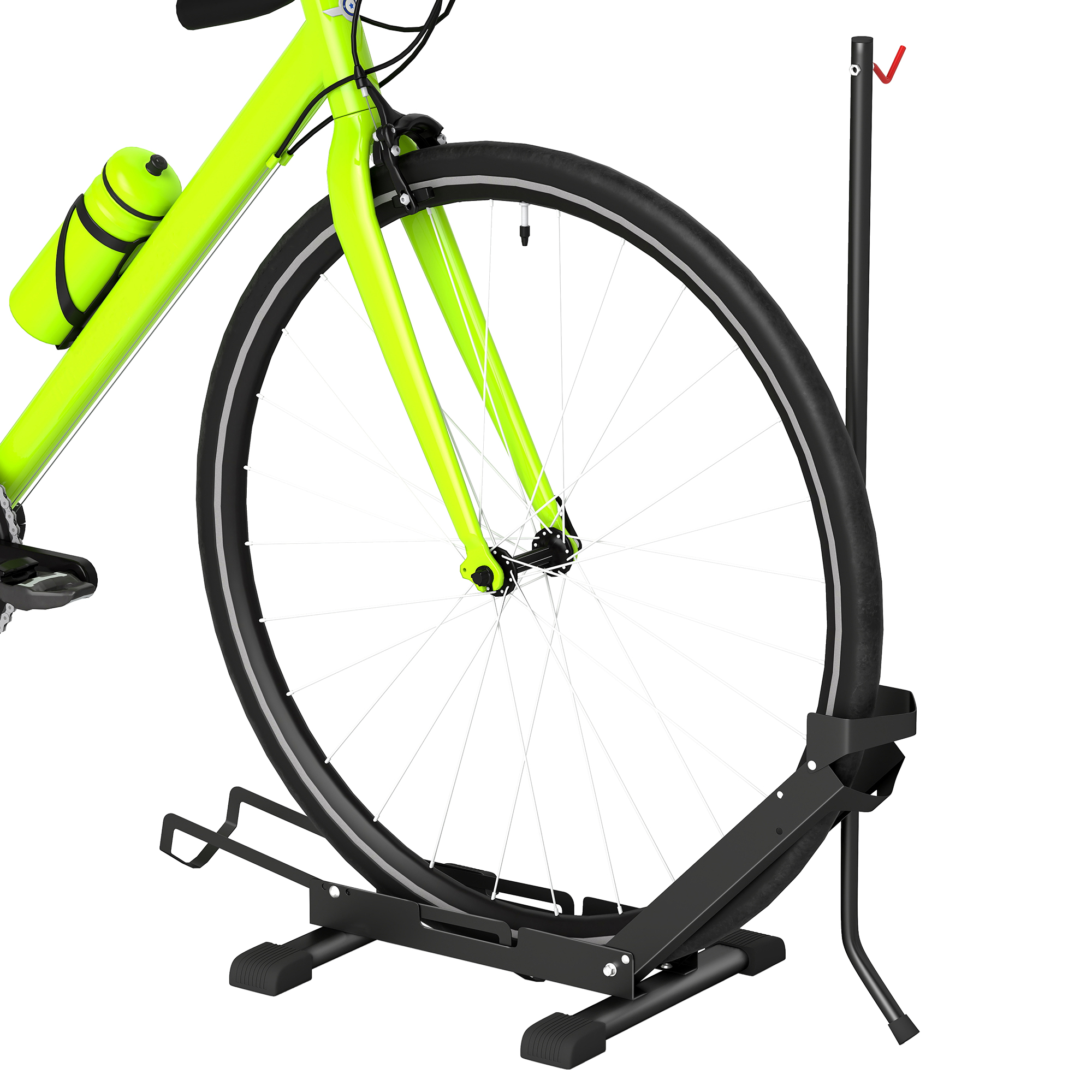 SPORTNOW Soporte para Bicicletas de Suelo Plegable Vertical y Horizontal Altura Ajustable para Ruedas 20"-29" Aparca Bicis de Suelo de Acero Portátil para Casa Garaje Taller Negro
