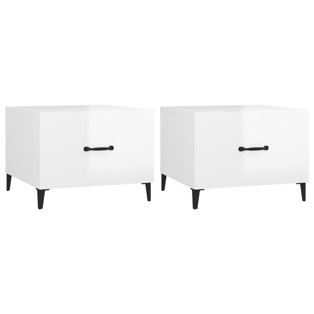 Vidaxl Mesas de Centro con Patas Metal 2 Uds 50x50x40 Cm Blanco
