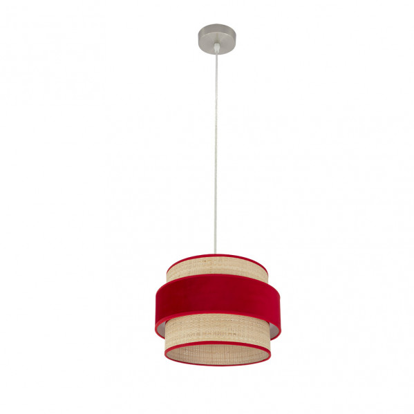 Colgante reyes 1xe27 niquel/natural-rojo regx30x30 cm