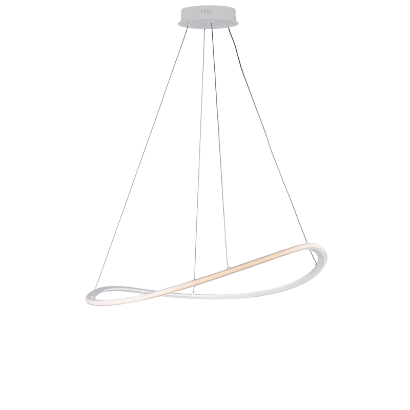 Raky - Lámpara colgante blanca LED CCT, aluminio lacado, mando a distancia y cables ajustables Ø70 - Belight