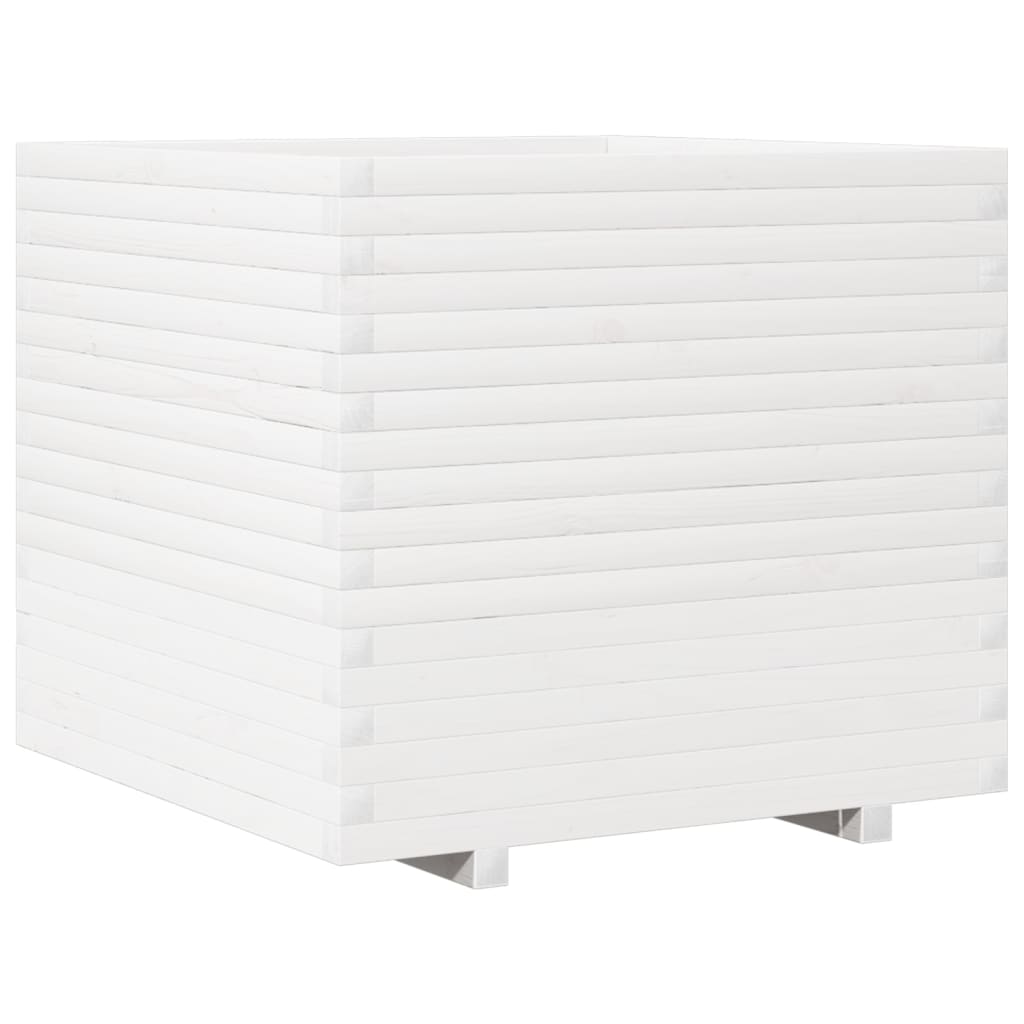 vidaXL Jardinera de madera de pino impregnada 80x80x72 cm Color Pino natural,  Blanco,  Marrón cera y mas