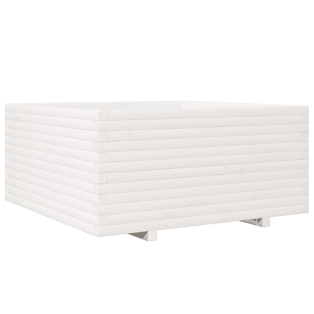 vidaXL Jardinera madera maciza de pino 100x100x49,5 cm Color Pino natural,  Blanco,  Marrón cera y mas