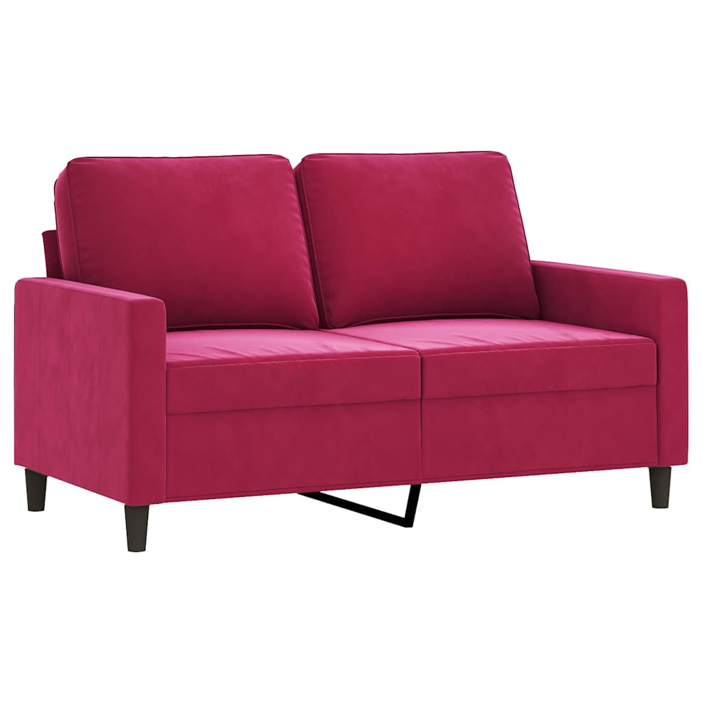 vidaXL Sofá de 2 plazas de terciopelo rojo tinto 120 cm