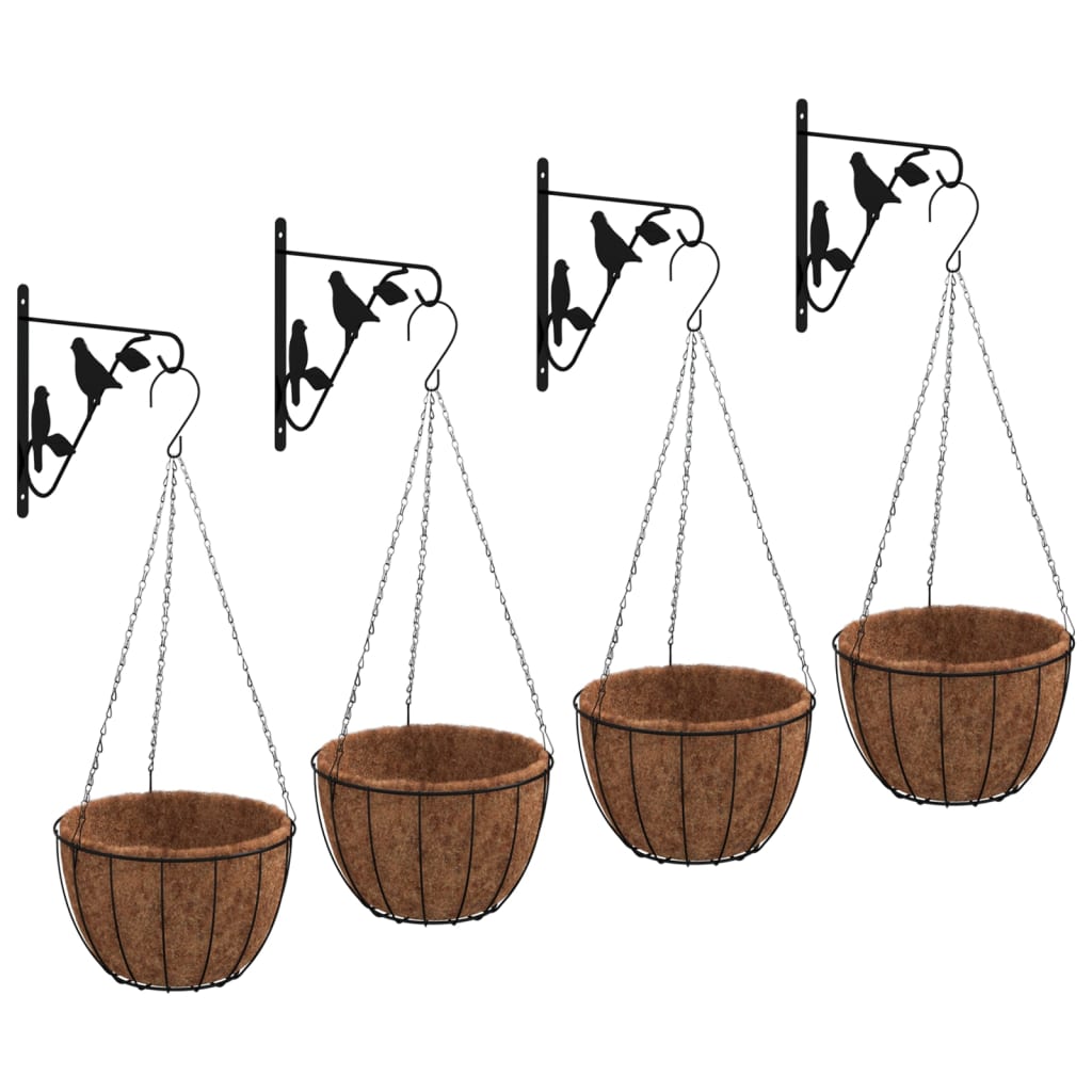 vidaXL Soportes de Cestas Colgantes con Maceteros Gancho de Plantas Acero Negro Dimensiones Ø 30 x 52 cm, Ø 35 x 52 cm, Ø 40 x 63 cm