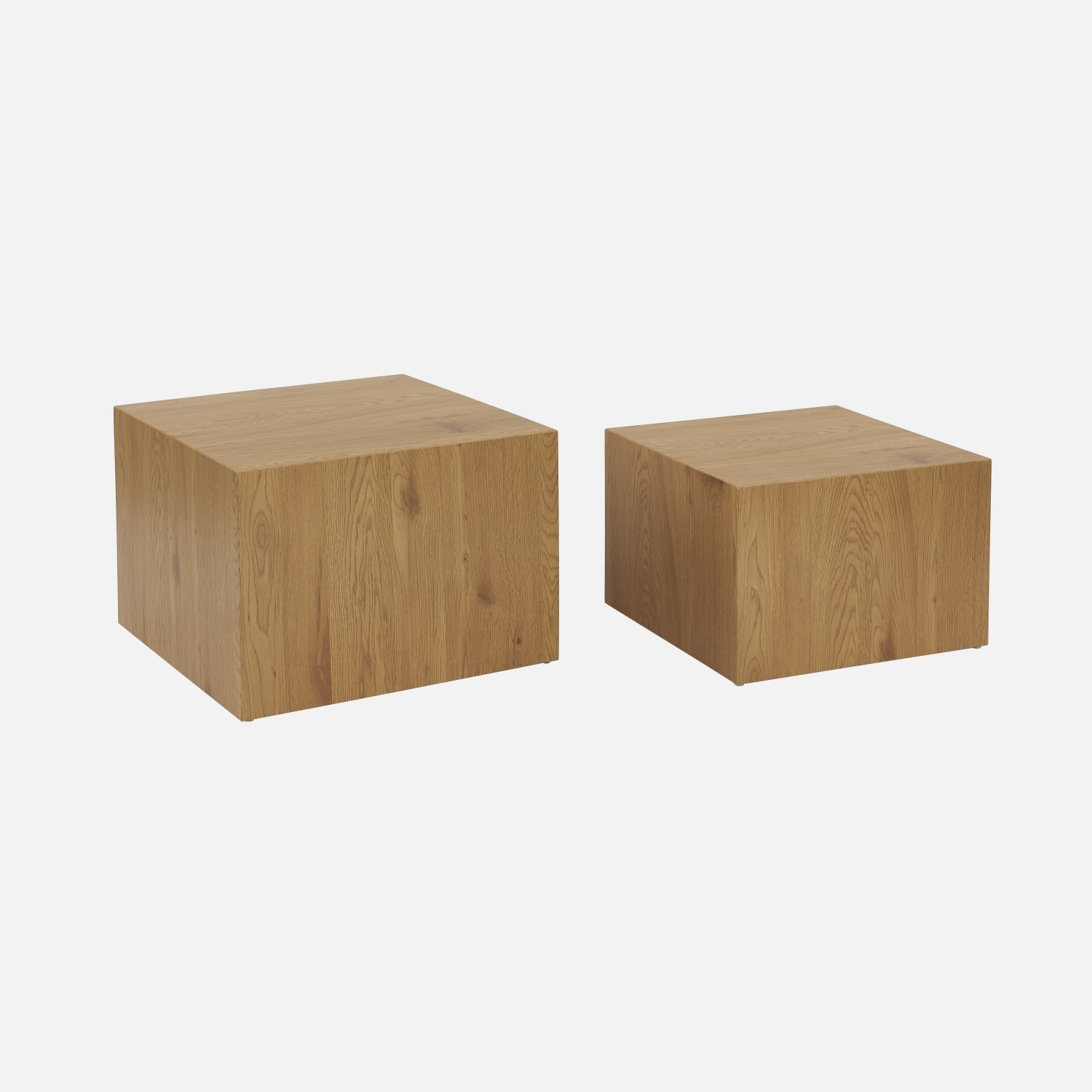 sweeek - Mesas de centro cuadradas con efecto fresno, set de 2 , Sylva , 58x58x40