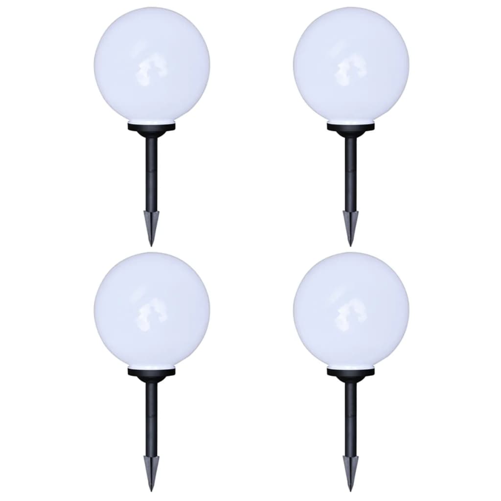 vidaXL Lámparas de Suelo de Jardín  (4 unidades) en Forma de Bola LED Energía Solar Dimensiones 15 cm, 30 cm