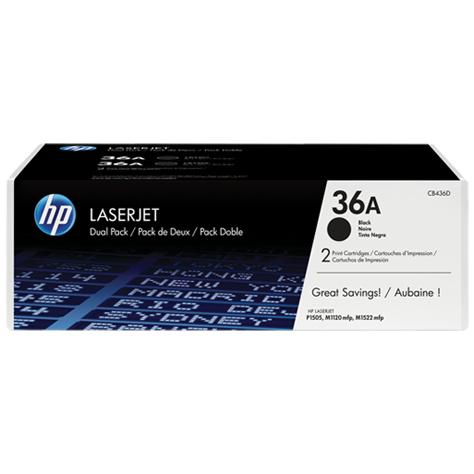 HP - Tóner original CB436AD para impresoras láser HP P1505 y M1120, 2 unidades con rendimiento de 2000 páginas por cartucho