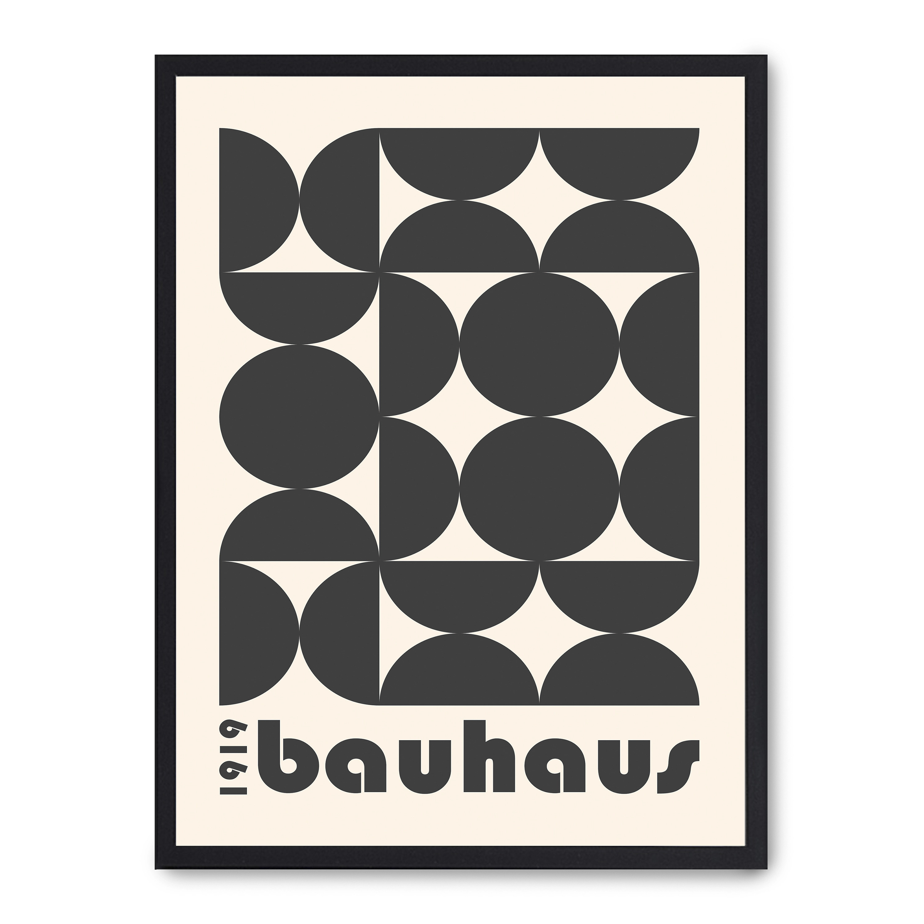 Cuadro bauhaus black forms i 30x40cm, Póster impreso en papel de primera calidad de 180gr, montado sobre marco de madera MDF acabado en negro., Arte - Bauhaus