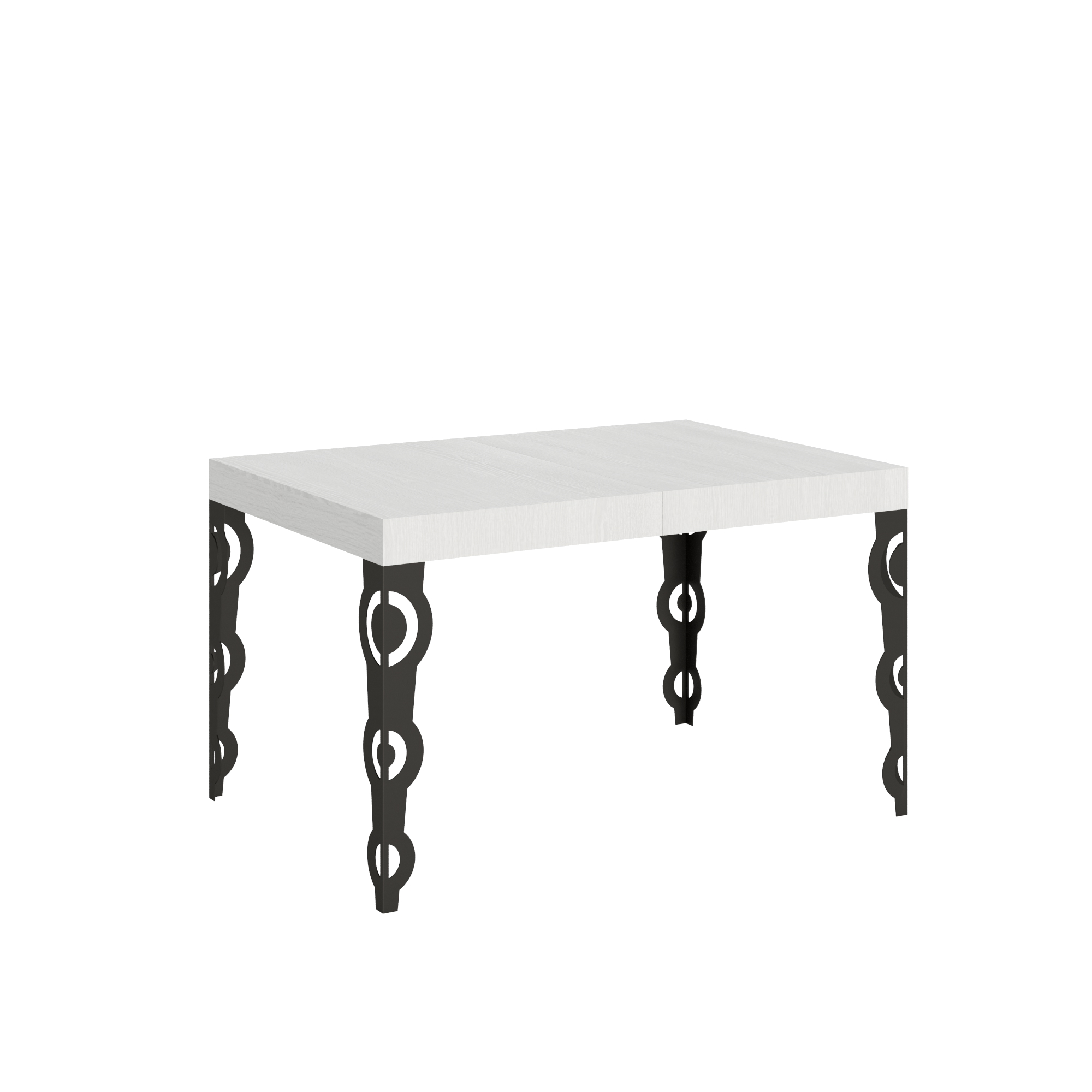 Mesa extensible 90X120/224 cm Karamay Blanco Fresno Estructura Antracita - Itamoby