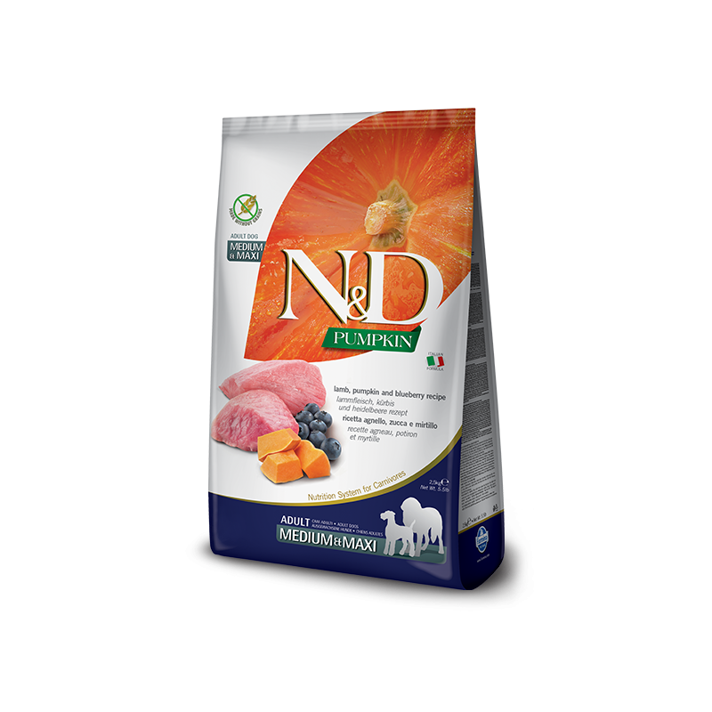Farmina N&D Pumpkin Adult Medium/Maxi Cordero Y Arándano 12 Kg Comida Para Perros